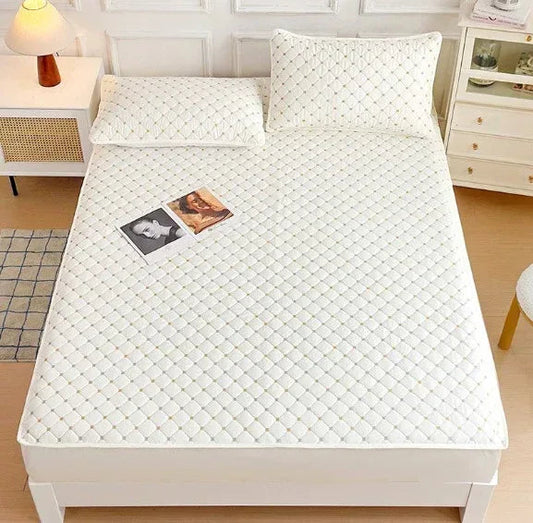 Soft Class A Cotton Fitted Bed Sheet 160x200cm – Breathable Elastic Mattress Cover for Double Bed