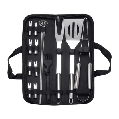 Heavy-Duty Rosewood BBQ Grill Tool Set – 15PCS Extra Thick Stainless Steel Grilling Accessories Kit