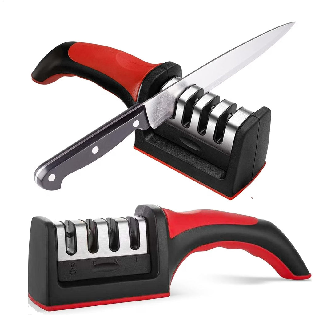 4-in-1 Knife Sharpener – Restore, Sharpen & Polish Kitchen and Hunting Knives with Ease